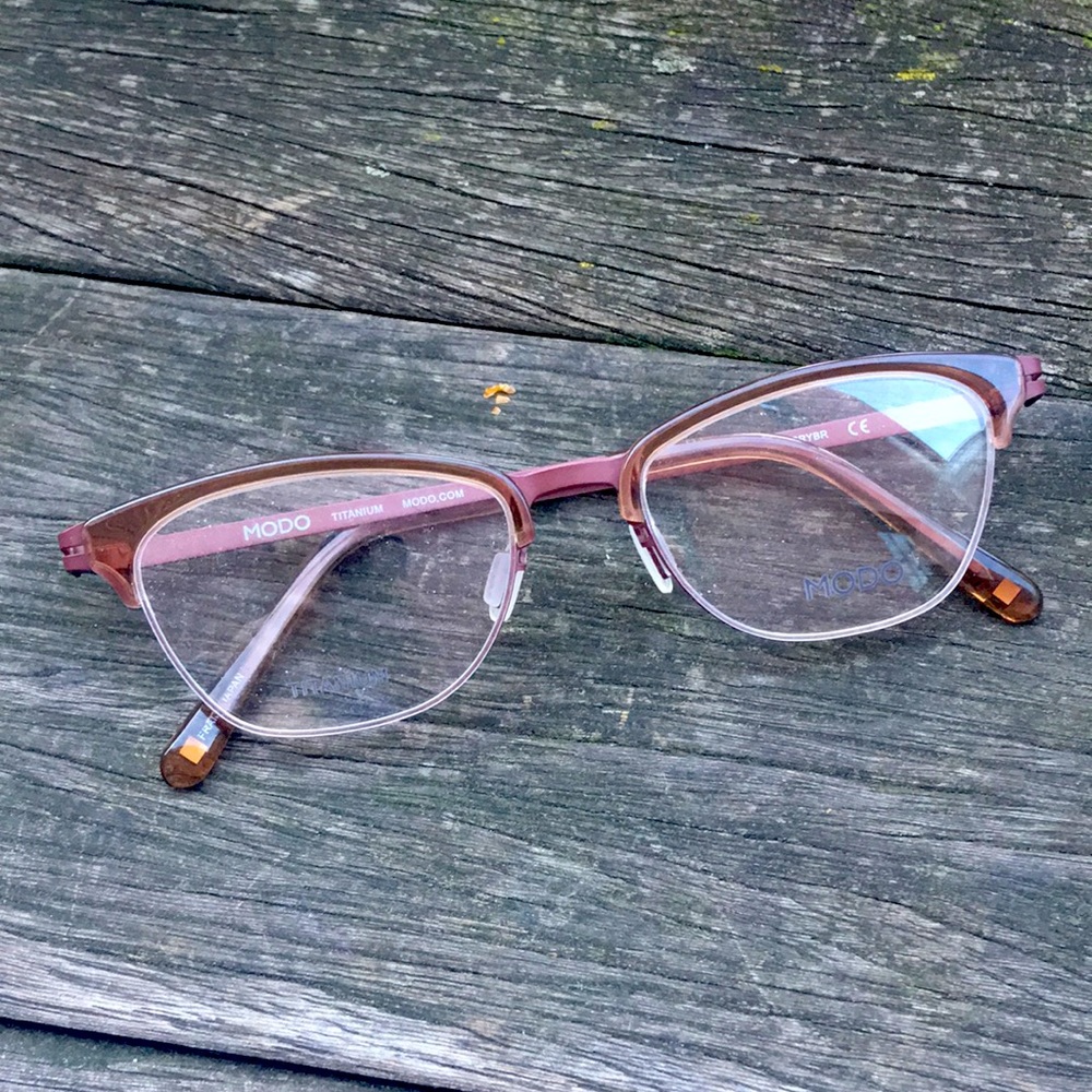 New MODO Titanium Browline Eyeglass Frames Glasses 4521 Crystal Brown